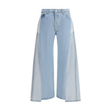 E.L.V. DENIM Maya Blue Cotton Wide Leg Jeans for Women