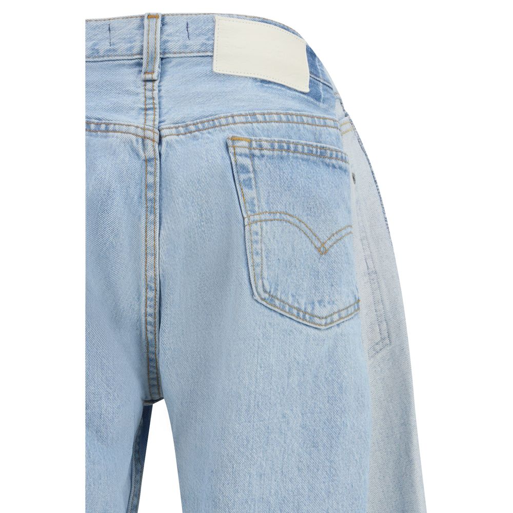 E.L.V. DENIM Maya Blue Cotton Wide Leg Jeans for Women
