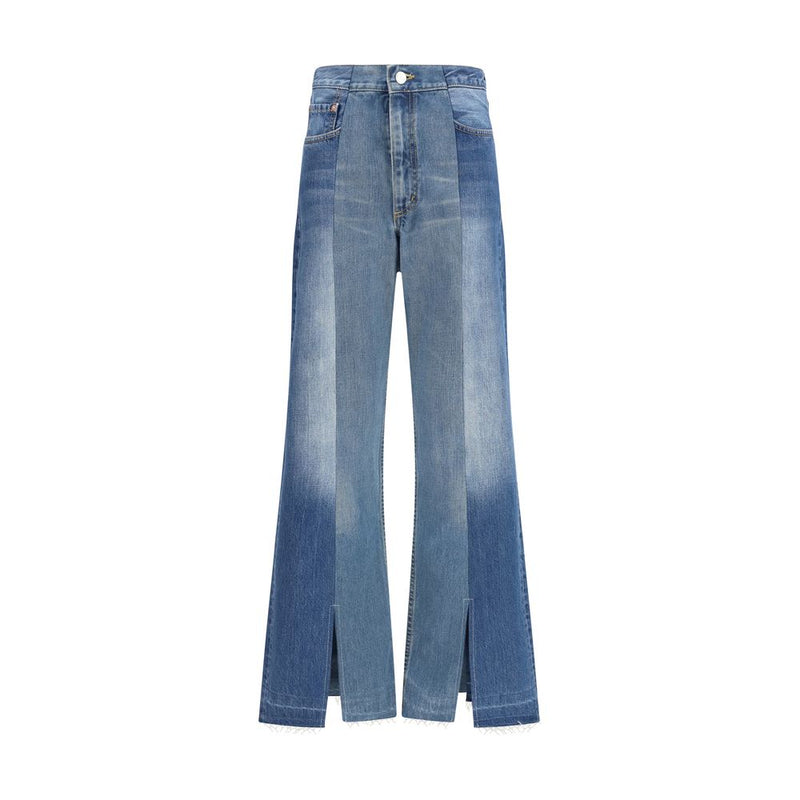 E.L.V. DENIM Arcola Blue Cotton Flared Jeans for Women