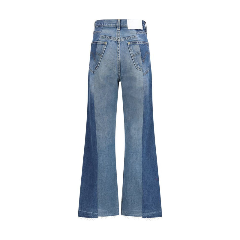 E.L.V. DENIM Arcola Blue Cotton Flared Jeans for Women