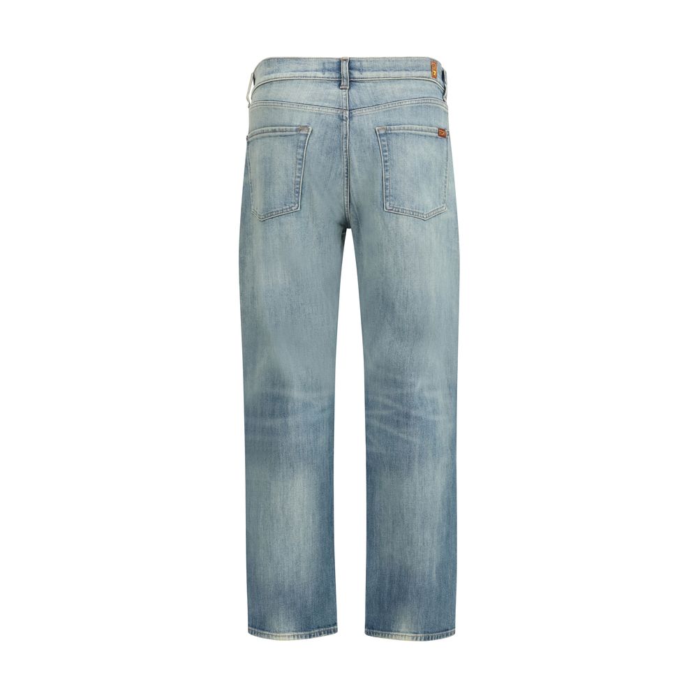 7FOR Blue Cotton Relaxed Fit Jeans for Men - Stylish Comfort