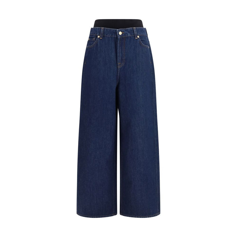7FOR Blue Cotton Relaxed Fit Jeans for Women - Comfortable Style