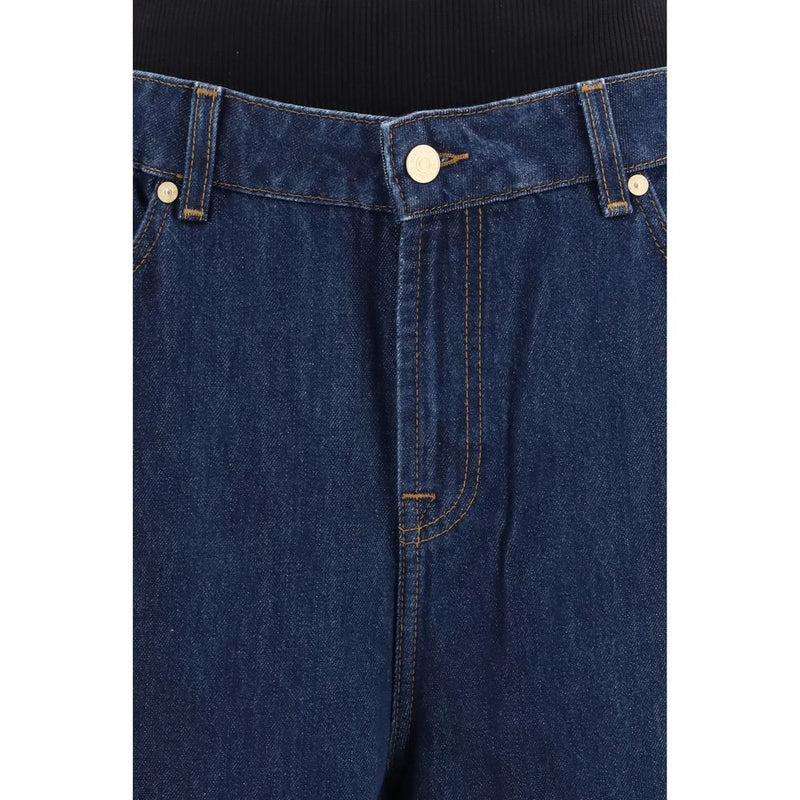 7FOR Blue Cotton Relaxed Fit Jeans for Women - Comfortable Style