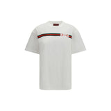 Gucci White Cotton T-Shirt with Iconic Nastro Web Print