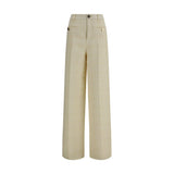 Gucci Beige Cotton Tweed Check Casual Pants for Women