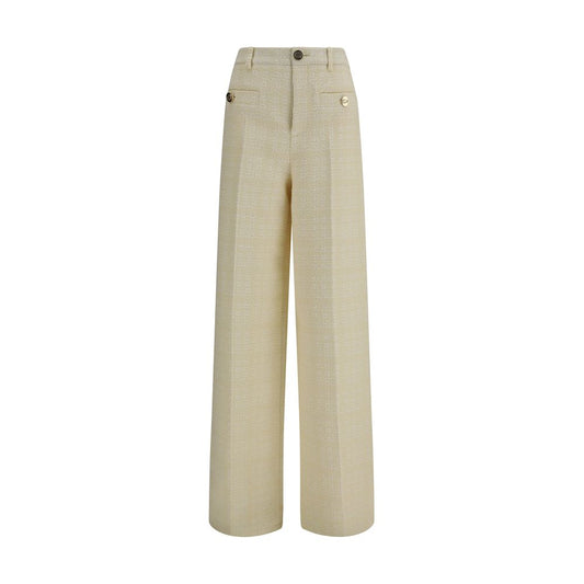 Gucci Beige Cotton Tweed Check Casual Pants for Women
