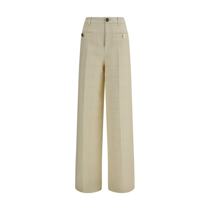 Gucci Beige Cotton Tweed Check Casual Pants for Women