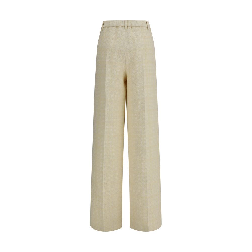 Gucci Beige Cotton Tweed Check Casual Pants for Women