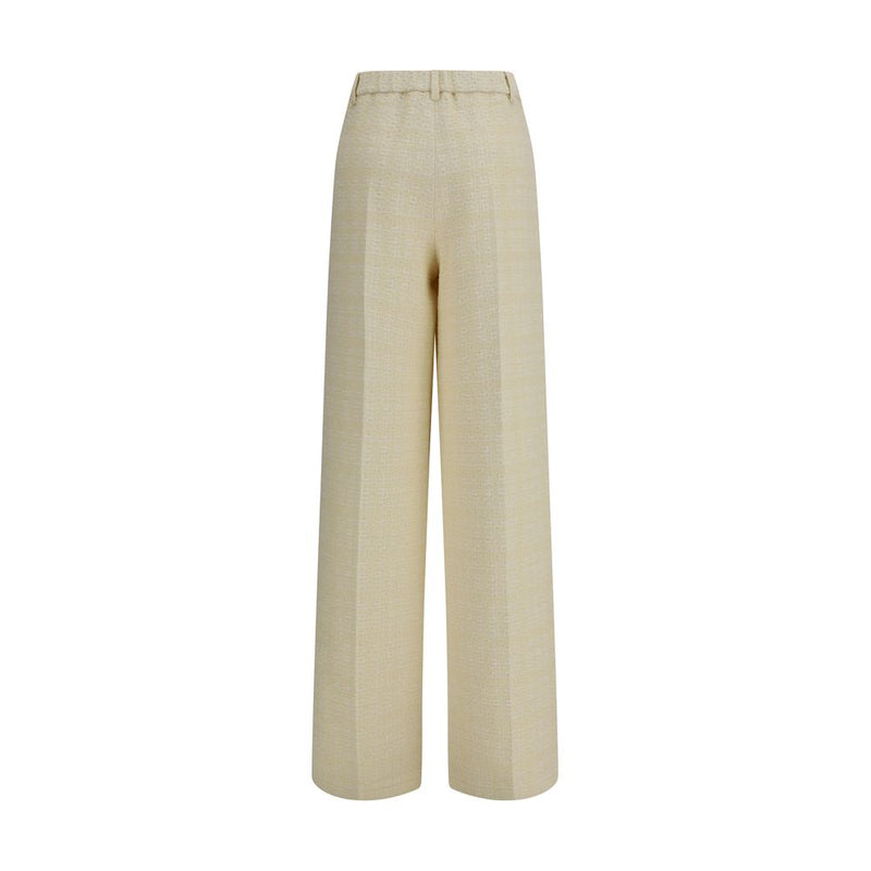 Gucci Beige Cotton Tweed Check Casual Pants for Women