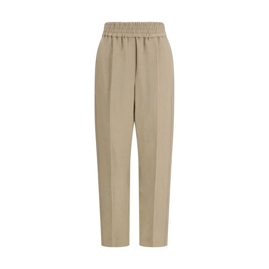 Brunello Cucinelli Beige Viscose Casual Pants for Women - IT44