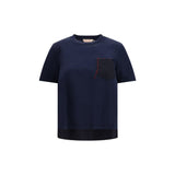 Marni Blue Cotton T-Shirt with Embroidered Logo - IT40 | M