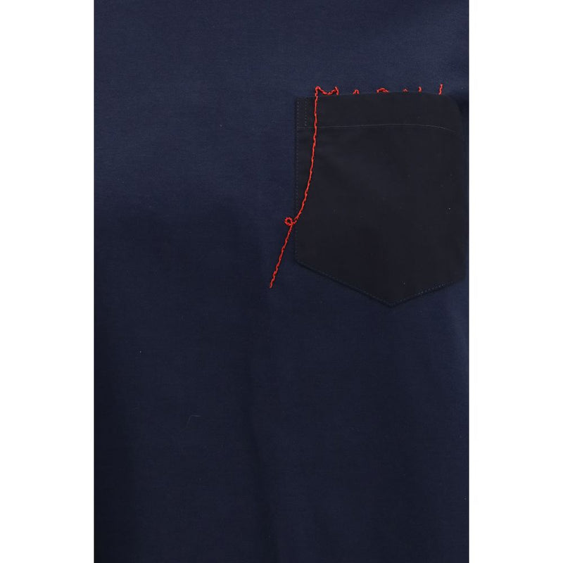Marni Blue Cotton T-Shirt with Embroidered Logo