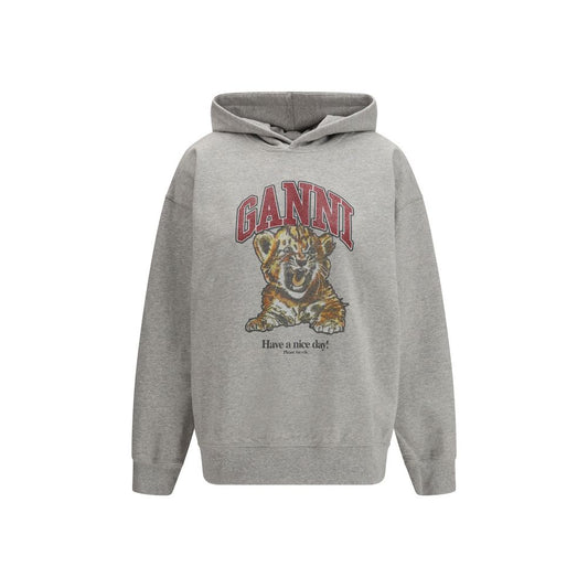 Ganni Gray Cotton Tiger Hoodie - Style Durable et Urbain
