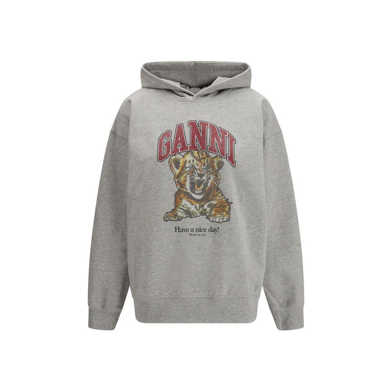 Ganni Gray Cotton Tiger Hoodie - Sustainable Urban Style