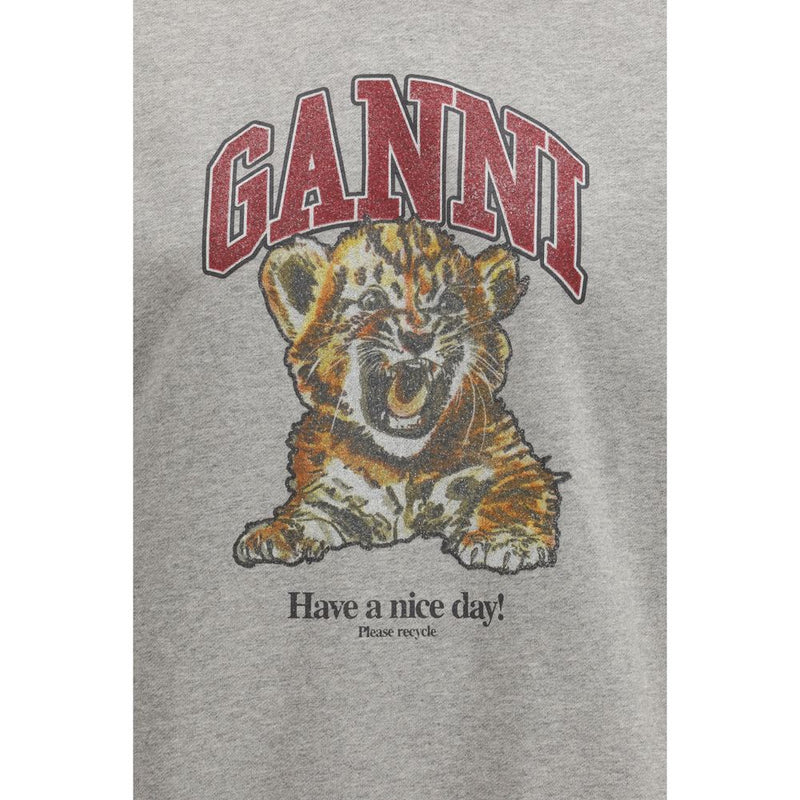 Ganni Gray Cotton Tiger Hoodie - Sustainable Urban Style