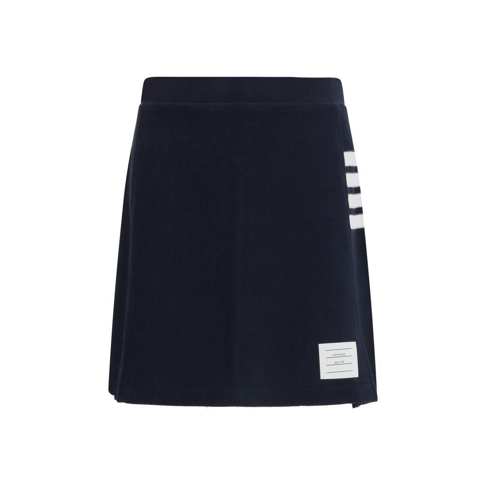 Thom Browne Blue Cotton Mini Skirt - 4-Bar Piqué Design