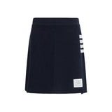 Thom Browne Blue Cotton Mini Skirt - 4-Bar Piqué Design