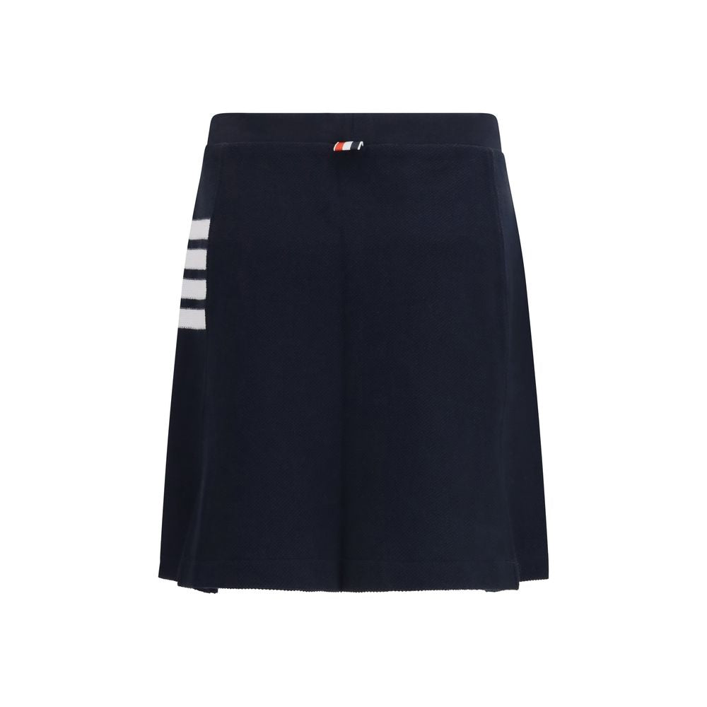 Thom Browne Blue Cotton Mini Skirt - 4-Bar Piqué Design