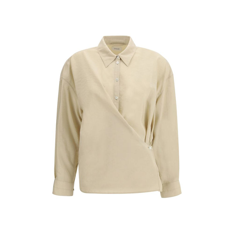 Lemaire Beige Silk Dress Shirt - Elegant Draped Design