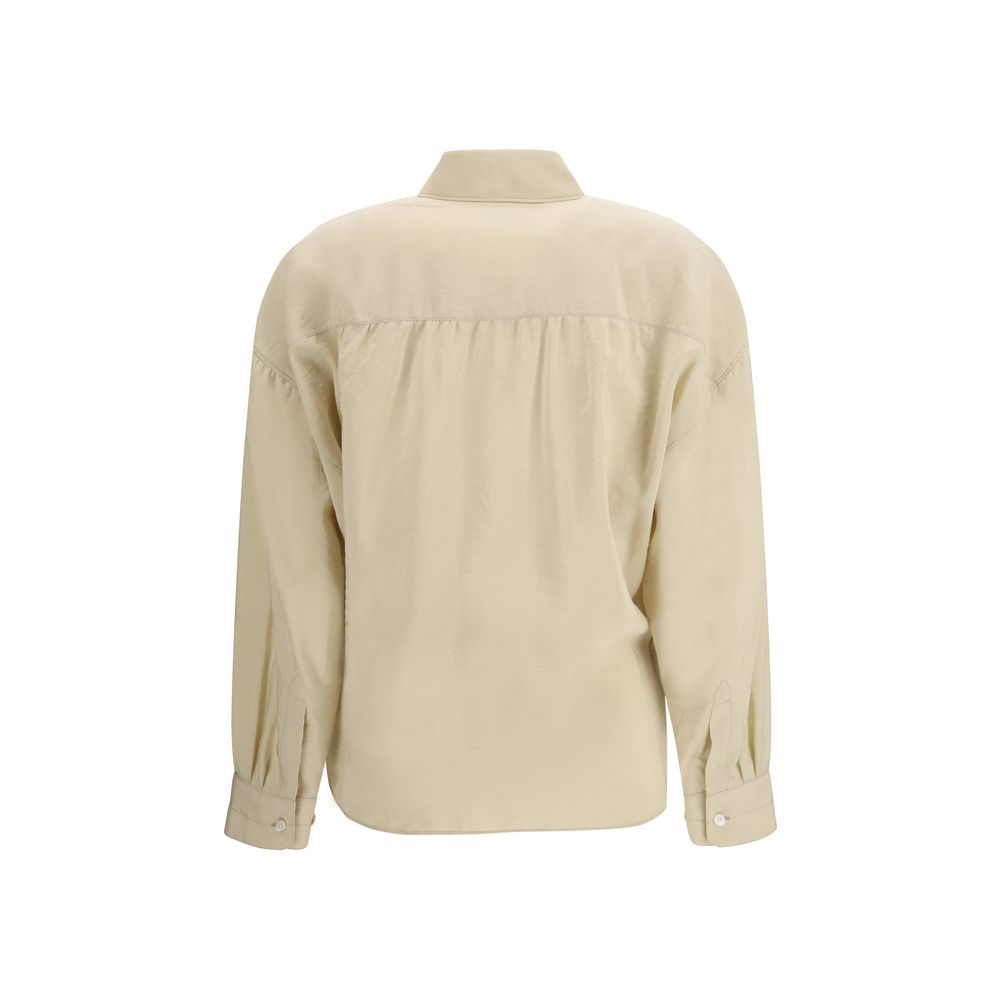 Lemaire Beige Silk Dress Shirt - Sophisticated Draped Elegance