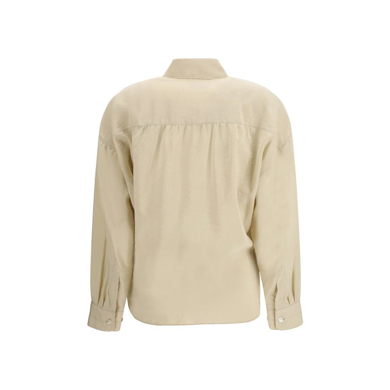 Lemaire Beige Silk Dress Shirt - Elegant Draped Design