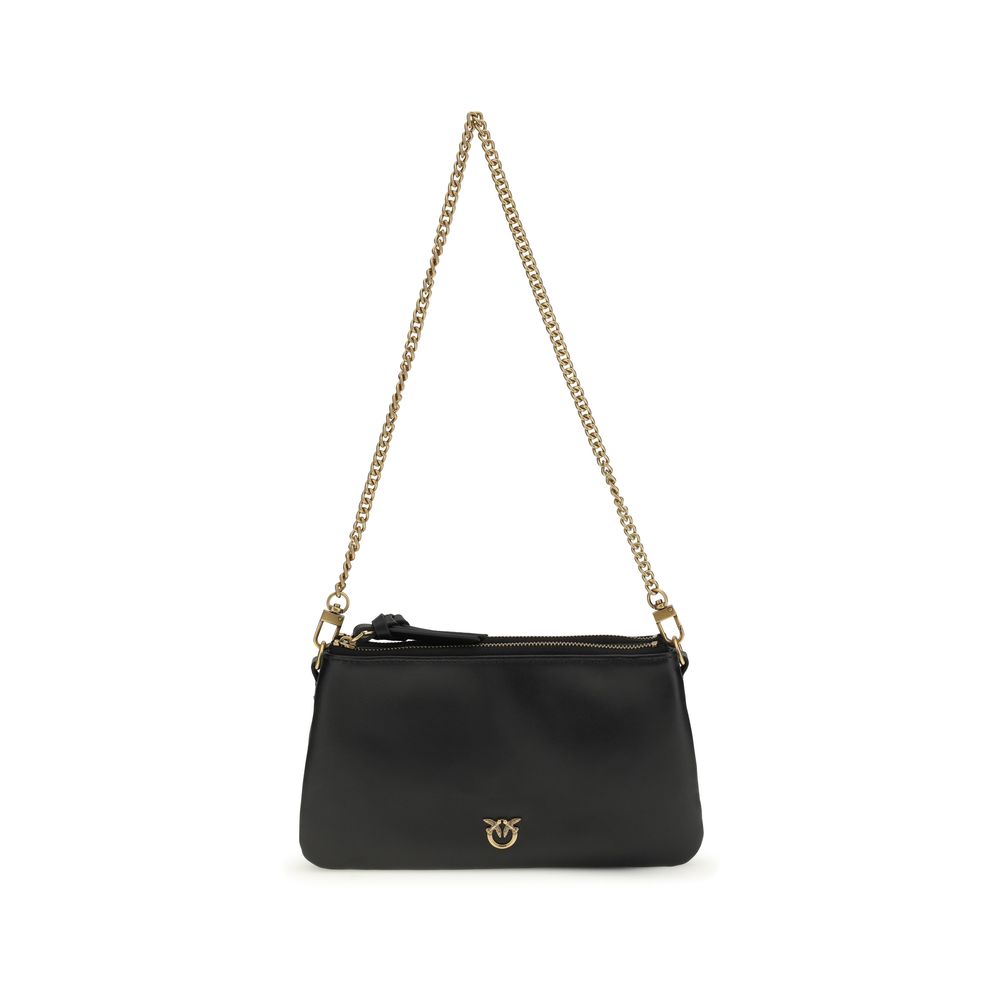 PINKO Black Calf Leather Bos Taurus Mini Double Shoulder Bag