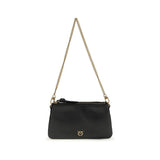 PINKO Black Calf Leather Bos Taurus Mini Double Shoulder Bag