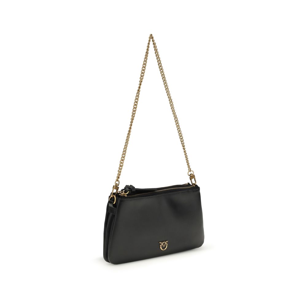 PINKO Black Calf Leather Bos Taurus Mini Double Shoulder Bag
