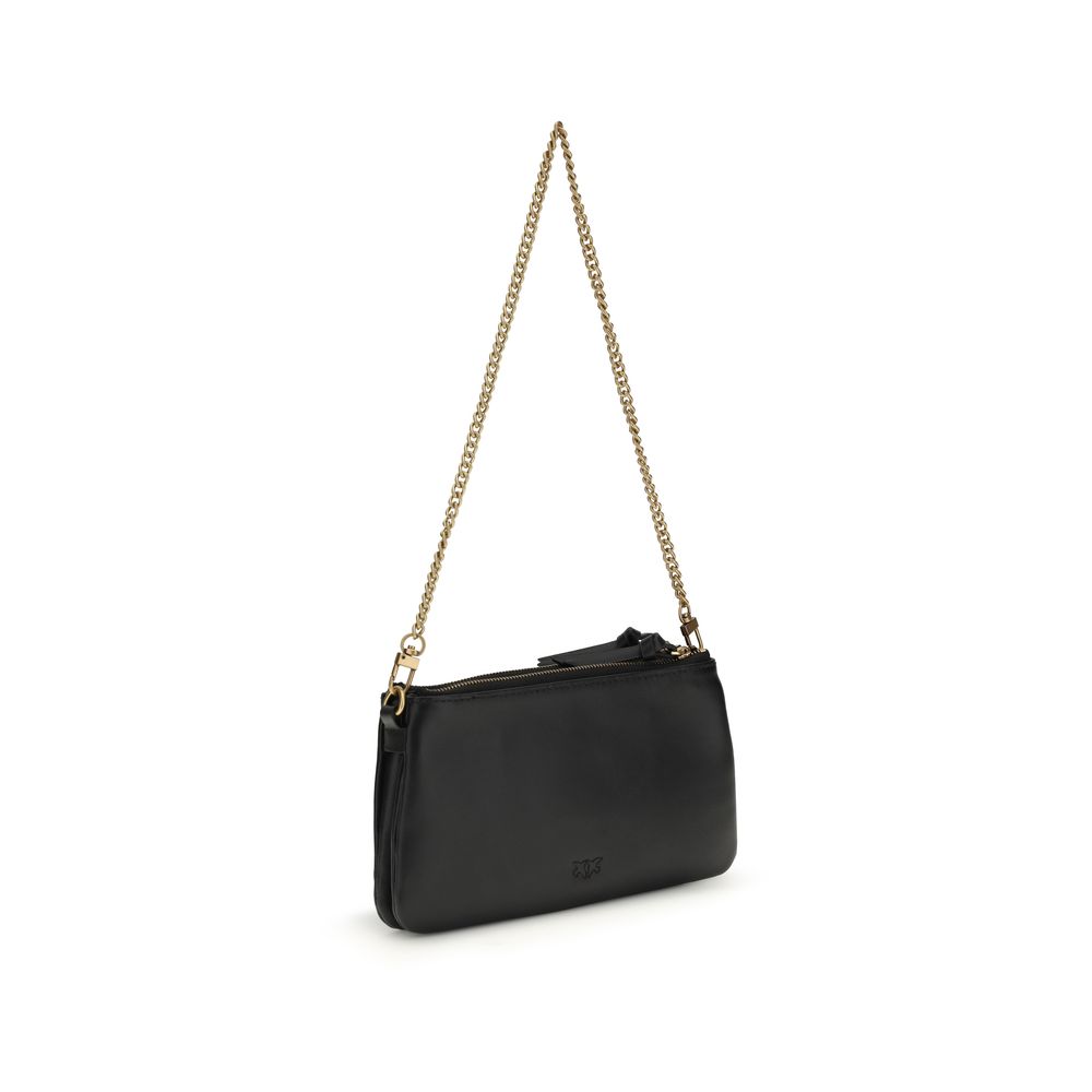 PINKO Black Calf Leather Bos Taurus Mini Double Shoulder Bag
