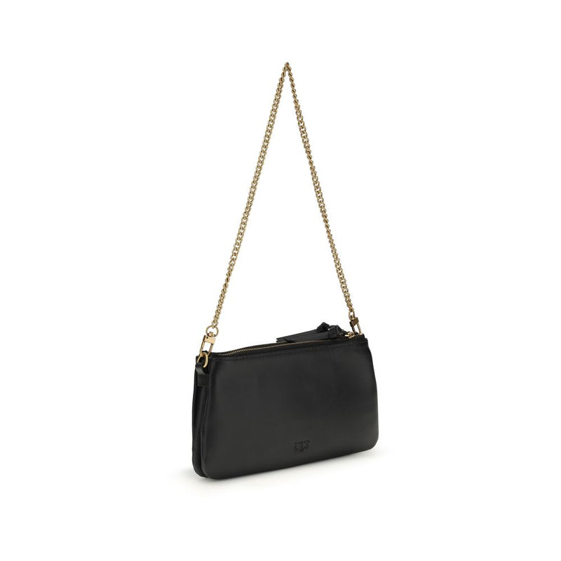 PINKO Black Calf Leather Bos Taurus Mini Double Shoulder Bag