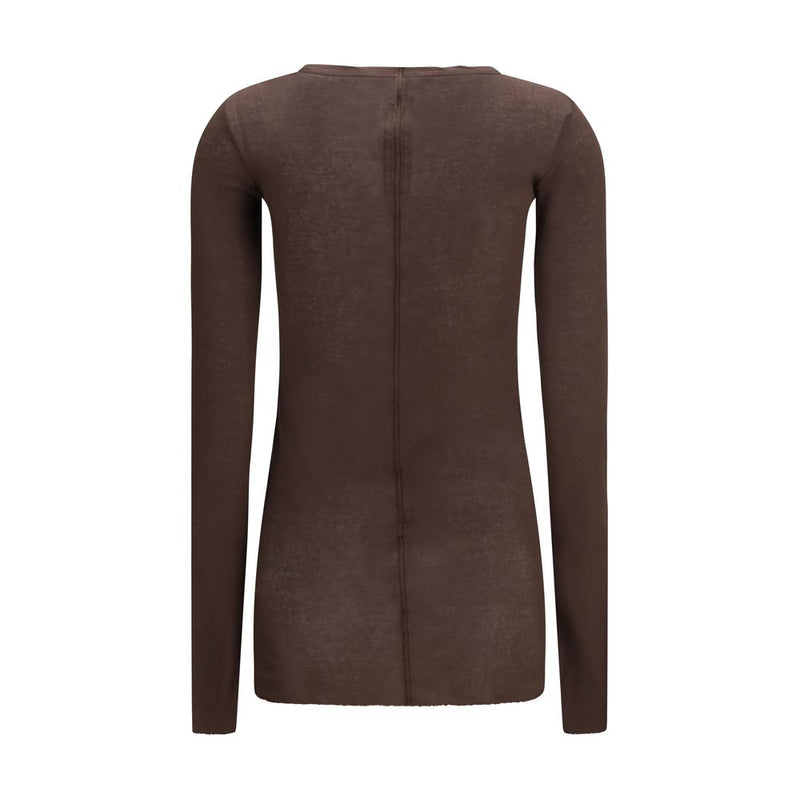 Rick Owens Brown Cotton Long Sleeve T-Shirt for Women