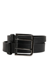 Ceinture Dolce & Gabbana en cuir noir à double sangle et boucle argentée