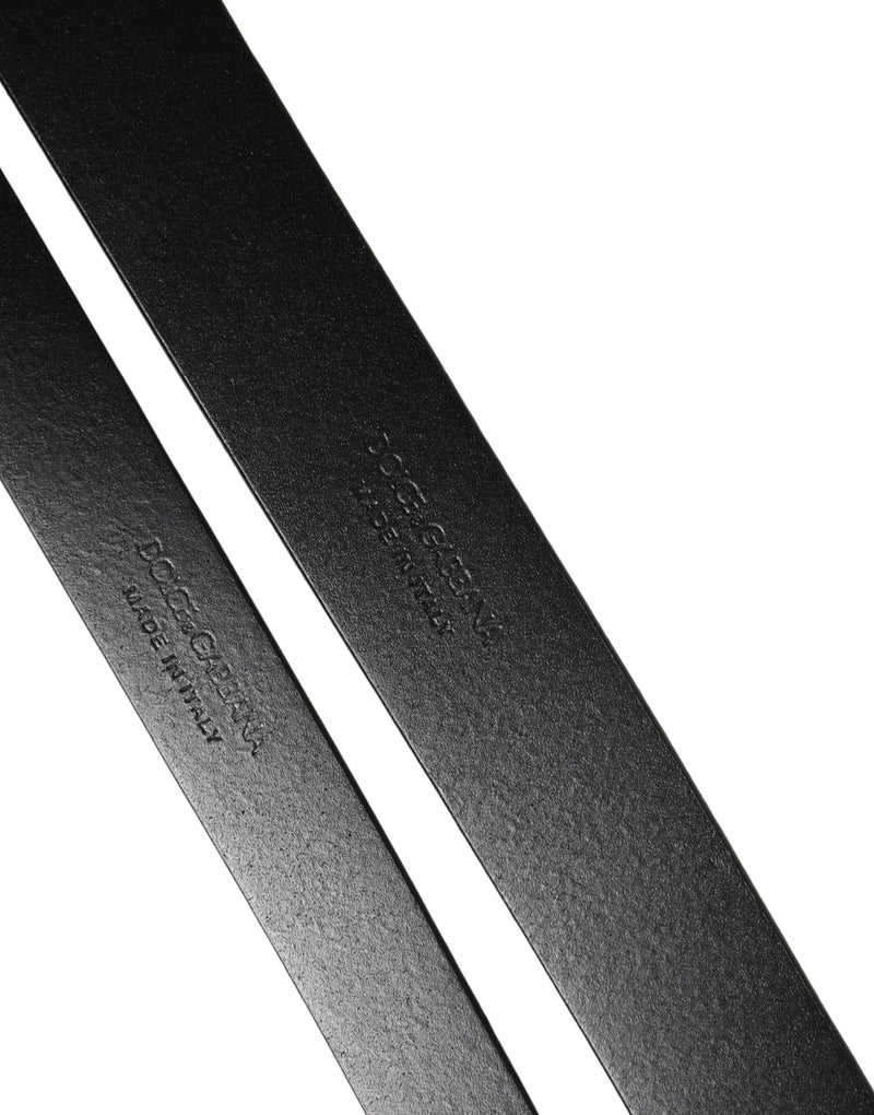 Ceinture Dolce &amp; Gabbana en cuir noir à double sangle et boucle argentée