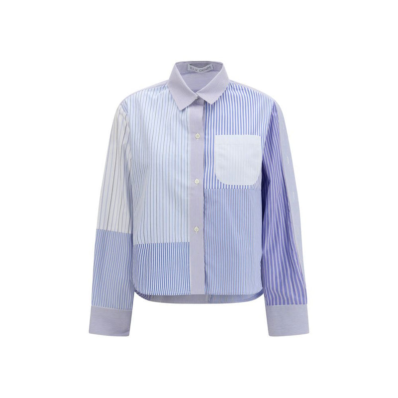 E.L.V. DENIM Emilie Blue Cotton Pattern Shirt
