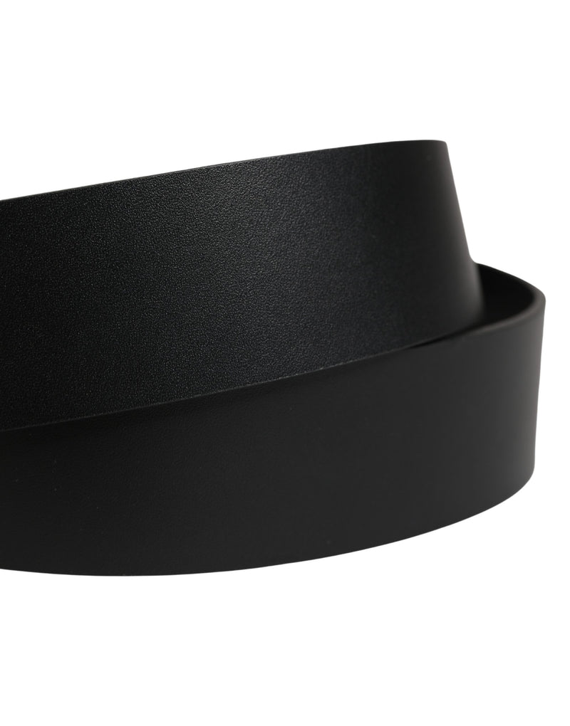 Ceinture Dolce &amp; Gabbana en cuir de veau noir avec boucle en métal ornée