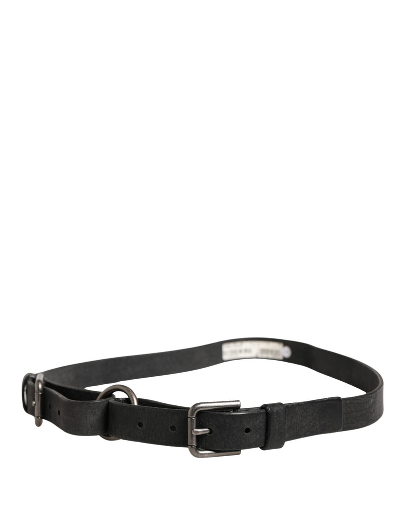 Ceinture Dolce &amp; Gabbana pour homme en cuir de veau noir avec boucle en métal