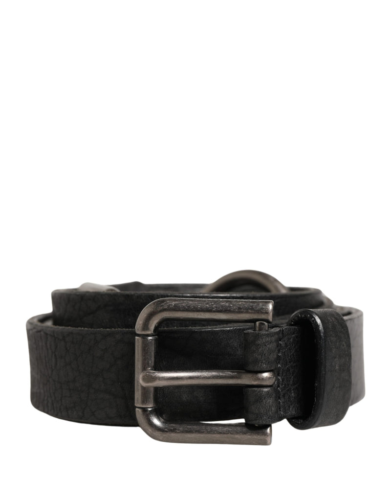 Ceinture Dolce &amp; Gabbana pour homme en cuir de veau noir avec boucle en métal