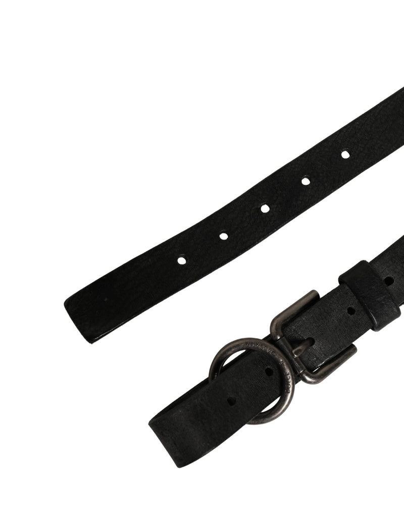 Ceinture Dolce &amp; Gabbana pour homme en cuir de veau noir avec boucle en métal