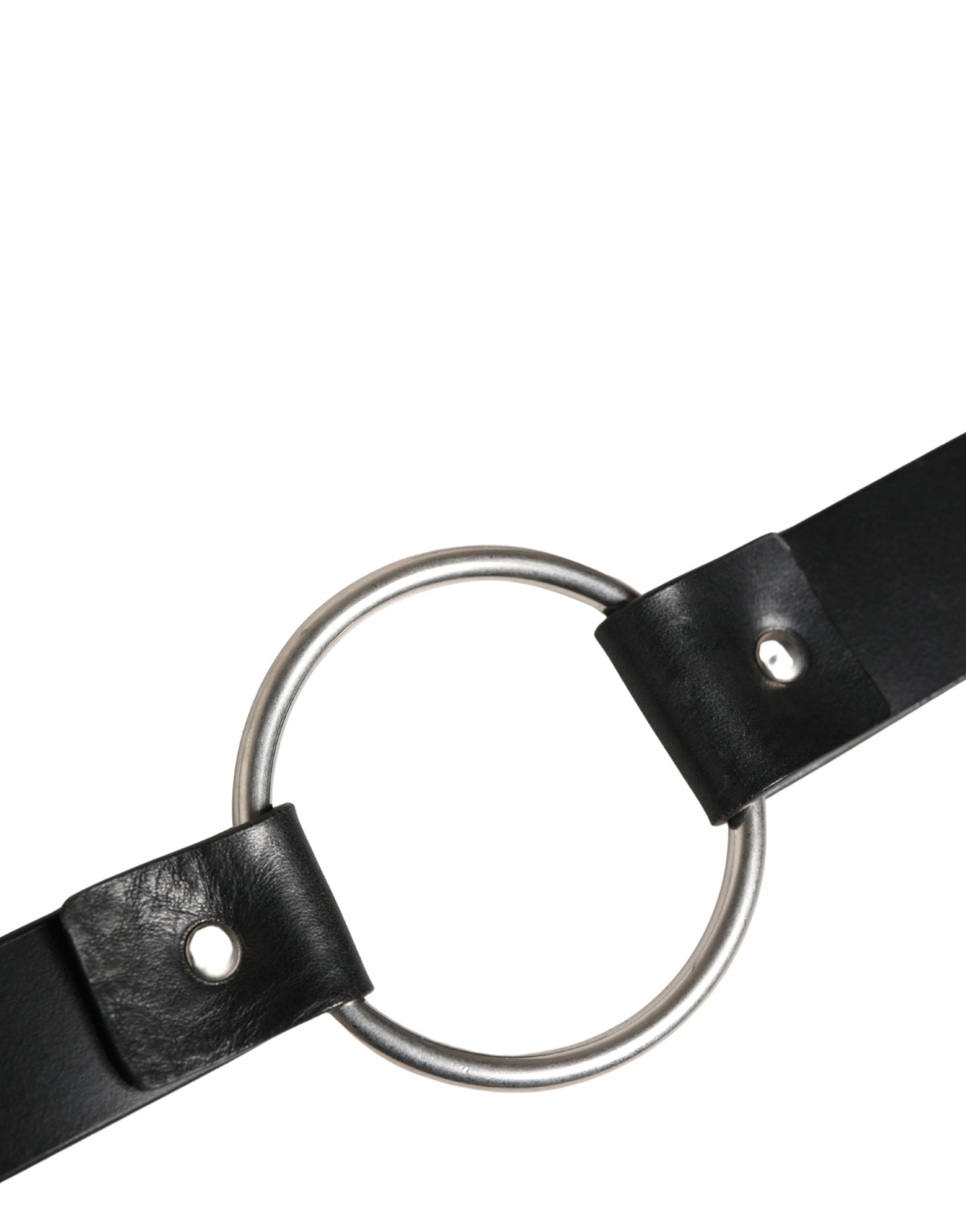 Ceinture Dolce &amp; Gabbana en cuir noir à double sangle et boucle argentée
