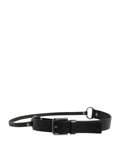 Ceinture Dolce &amp; Gabbana pour homme en cuir de veau noir avec boucle en métal