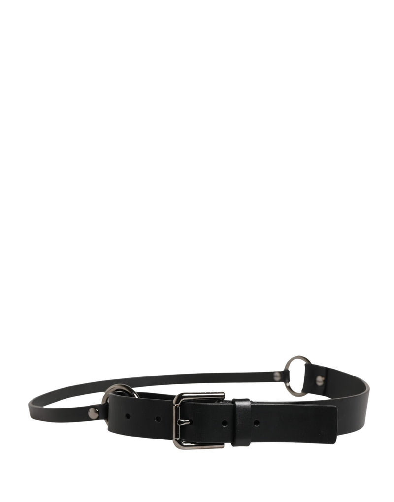 Ceinture Dolce &amp; Gabbana pour homme en cuir de veau noir avec boucle en métal