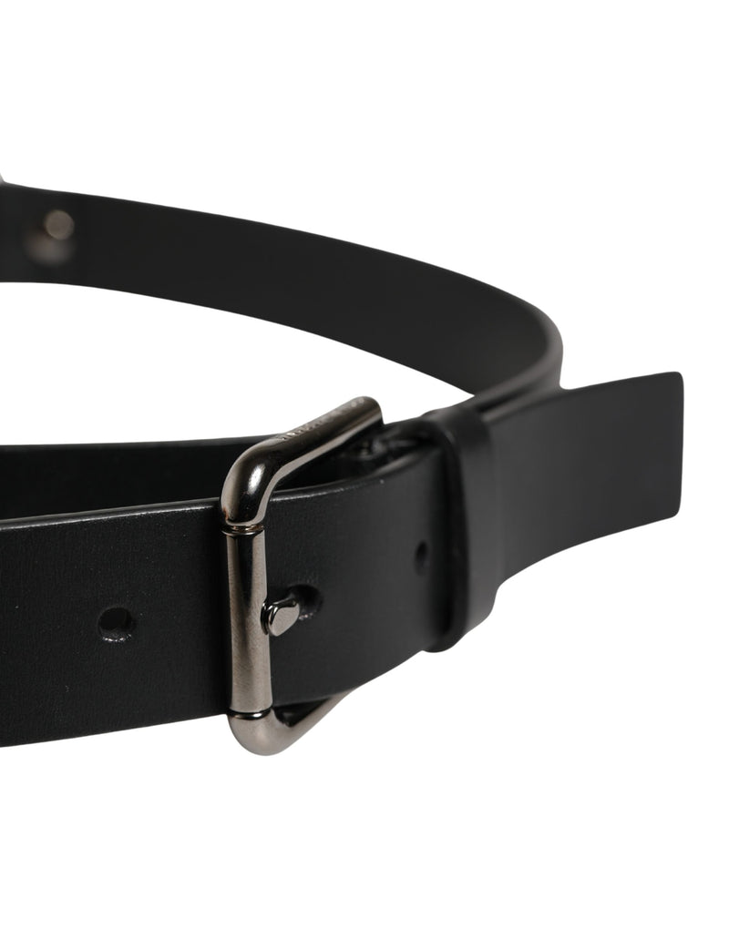 Ceinture Dolce &amp; Gabbana pour homme en cuir de veau noir avec boucle en métal