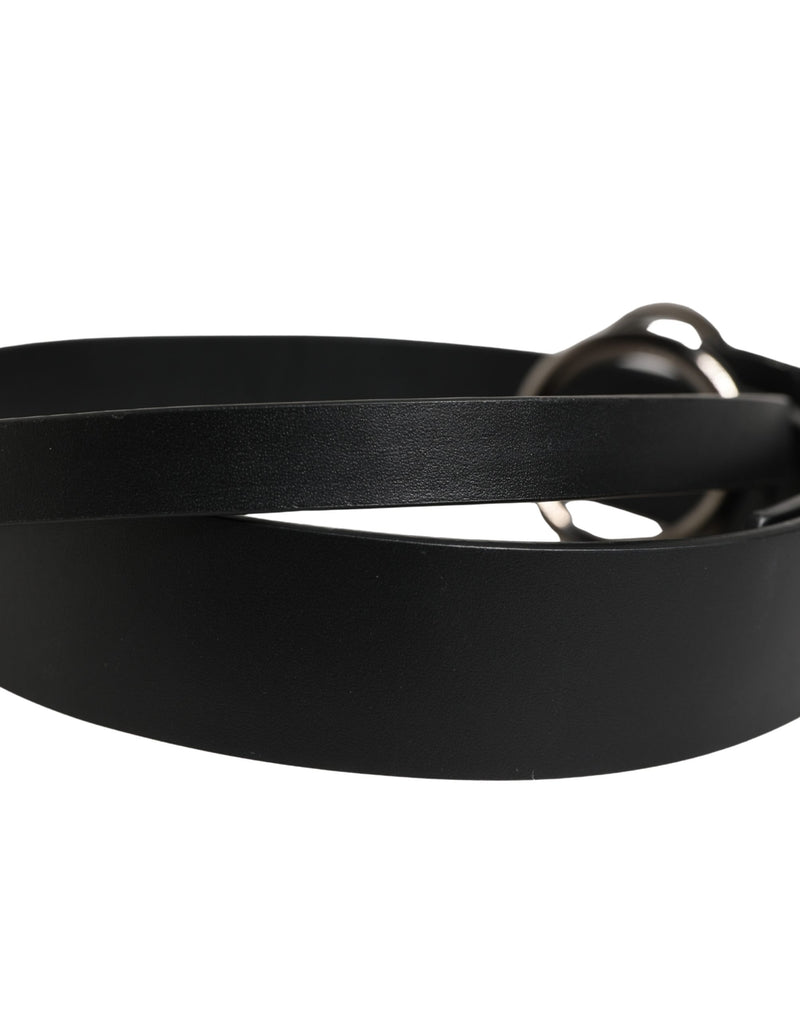 Ceinture Dolce &amp; Gabbana pour homme en cuir de veau noir avec boucle en métal