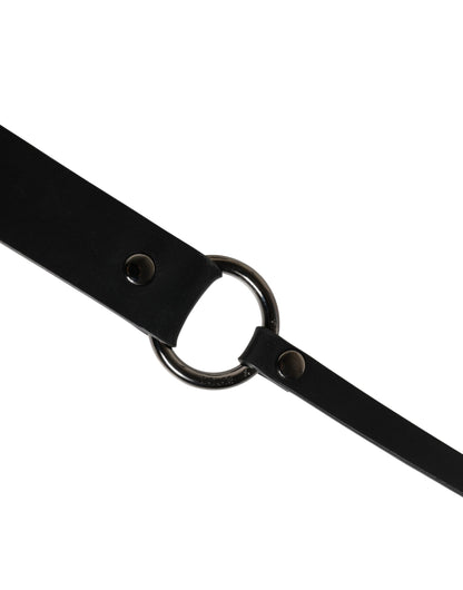 Ceinture Dolce &amp; Gabbana pour homme en cuir de veau noir avec boucle en métal