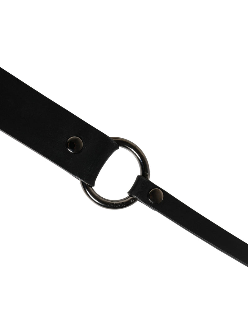 Ceinture Dolce &amp; Gabbana pour homme en cuir de veau noir avec boucle en métal
