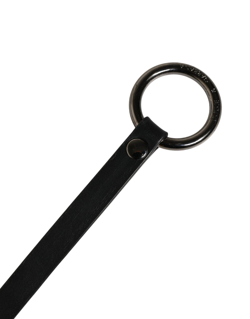 Ceinture Dolce &amp; Gabbana pour homme en cuir de veau noir avec boucle en métal