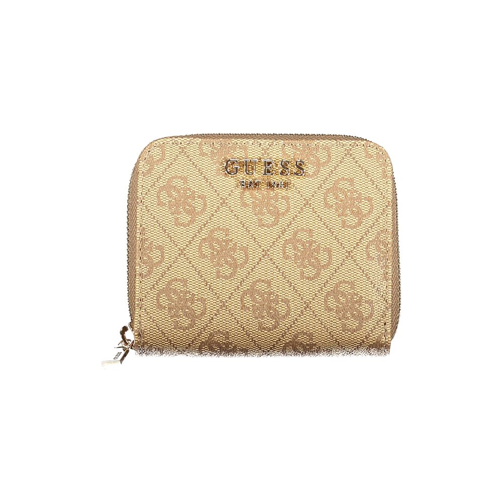 Portefeuille femme Guess Jeans beige en polyuréthane