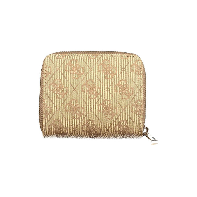 Portefeuille femme Guess Jeans beige en polyuréthane