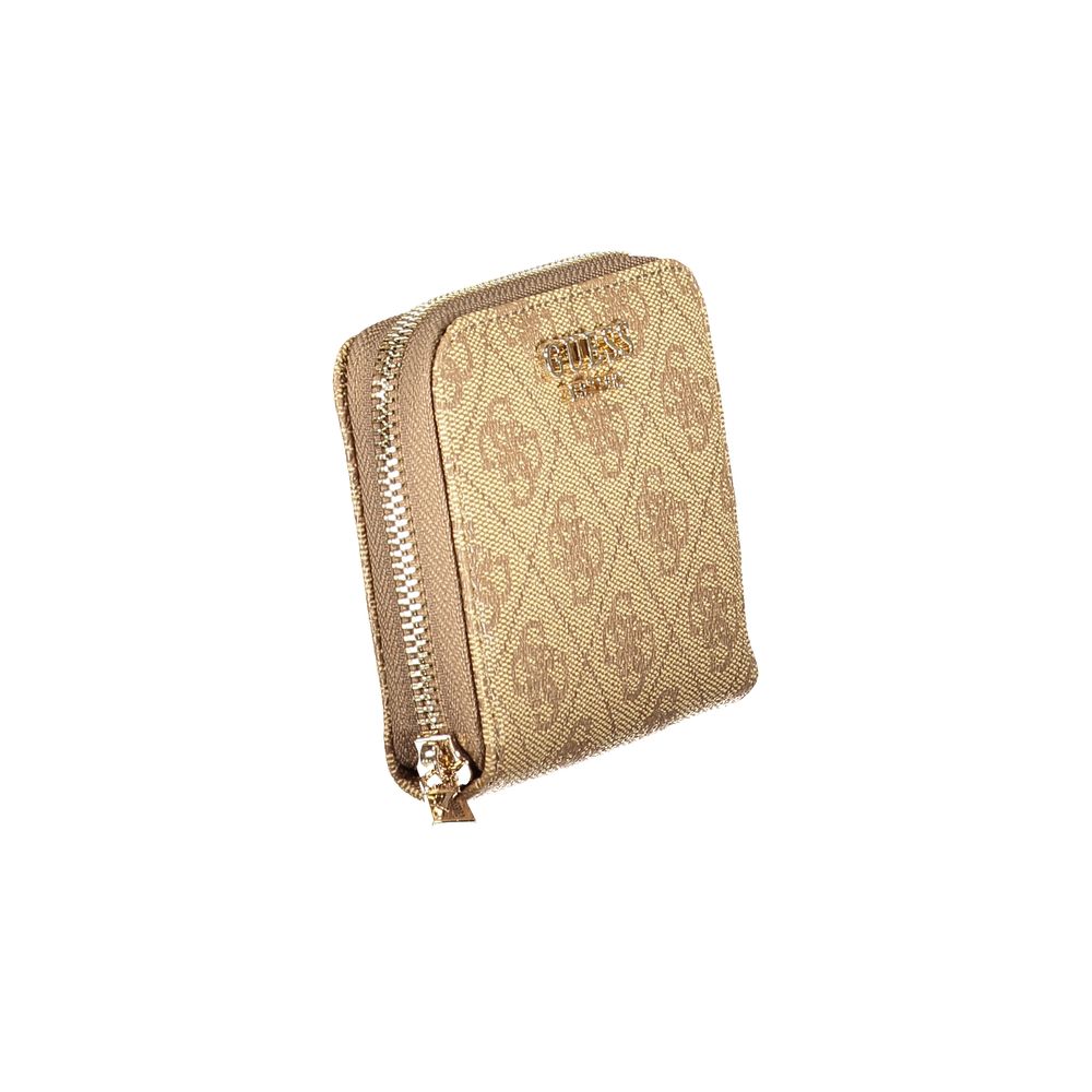 Portefeuille femme Guess Jeans beige en polyuréthane