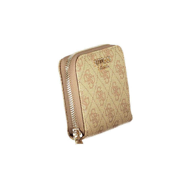 Portefeuille femme Guess Jeans beige en polyuréthane
